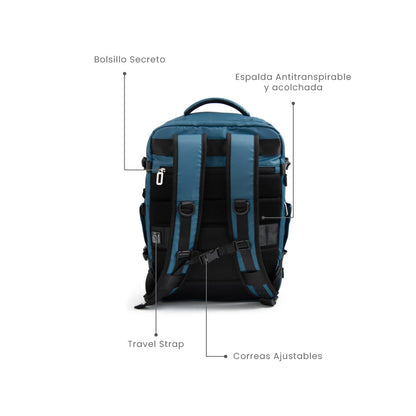 Mochila travel con tapa grande vesta denim